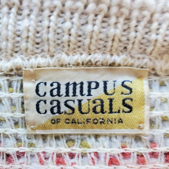 Vintage 60's Campus Casuals Cream Sweater AS IS - Picture 5 of 11